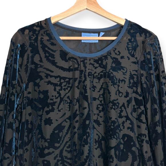 Simply Vera Vera Wang Iridescent Teal Velvet Burnout Blouse Women's Size PL - Picture 3 of 12